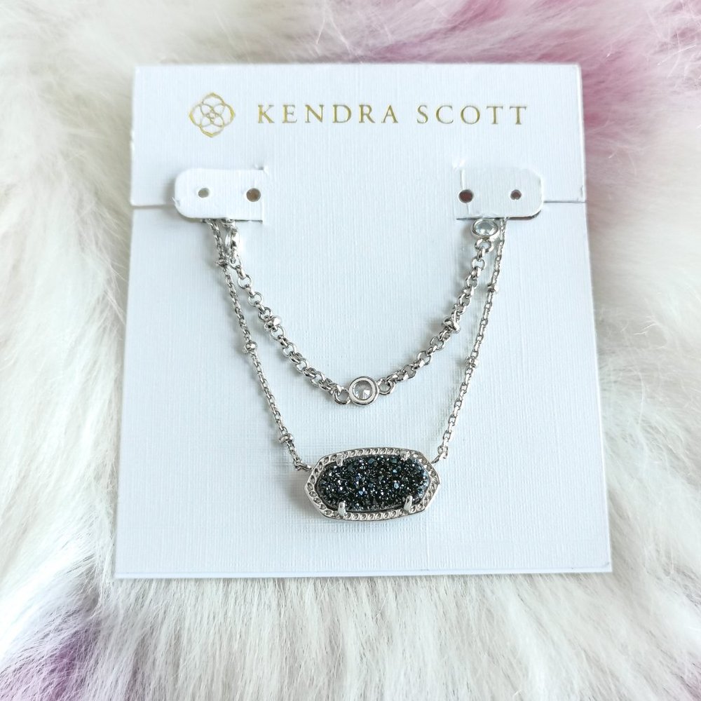 Silver Elisa Platinum Drusy Multi Strand Necklace